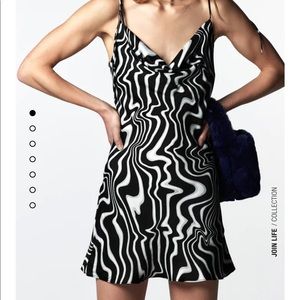Zara Black and White Swirl Mini Dress